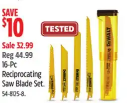 Canadian Tire DEWALT 16-Pc Reciprocating Saw Blade Set offer