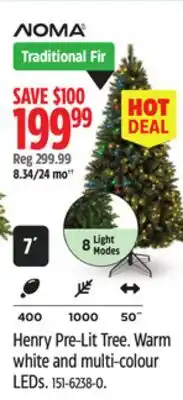 Canadian Tire Henry Pre-Lit Tree. Warm white and multi-colour LEDs offer