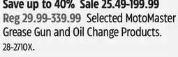 Canadian Tire Selected MotoMaster Grease Gun and Oil Change Products offer