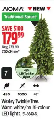 Canadian Tire NOMA Wesley Twinkle Tree. Warm white/multi-colour LED lights offer