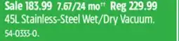 Canadian Tire Shop-Vac 45L Stainless-Steel Wet/Dry Vacuum offer