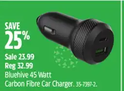 Canadian Tire Bluehive 45 Watt Carbon Fibre Car Charger offer