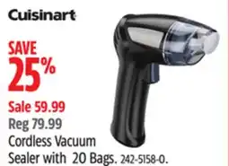 Canadian Tire Cuisinart Cordless Vacuum Sealer with 20 Bags offer