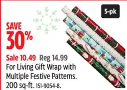 Canadian Tire For Living Gift Wrap with Multiple Festive Patterns offer