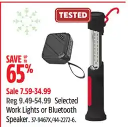 Canadian Tire Selected Work Lights or Bluetooth Speaker offer