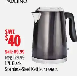 Canadian Tire 1.7L Black Stainless-Steel Kettle offer