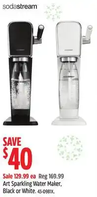 Canadian Tire SodaStream Art Sparkling Water Maker, Black or White offer