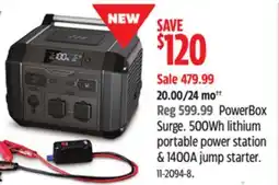 Canadian Tire MotoMaster PowerBox Surge. 500Wh lithium portable power station & 1400A jump starter offer
