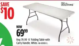 Canadian Tire 6´ Folding Table with Carry Handle, White offer