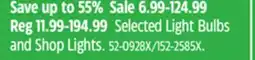 Canadian Tire Selected Light Bulbs and Shop Lights offer