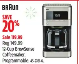Canadian Tire Braun 12-Cup BrewSense Coffeemaker. Programmable offer
