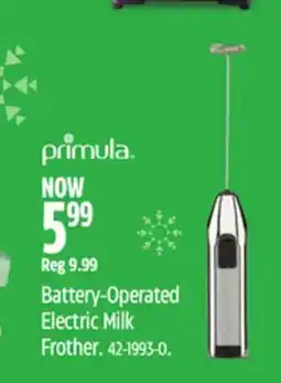 Canadian Tire Primula Battery-Operated Electric Milk Frother offer