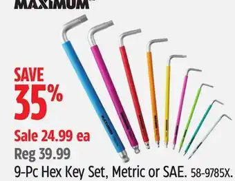 Canadian Tire 9-Pc Hex Key Set, Metric or SAE offer
