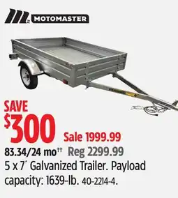 Canadian Tire Motomaster 5 x 7´ Galvanized Trailer offer