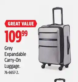 Canadian Tire OUTBOUND Grey Expandable Carry-On Luggage offer