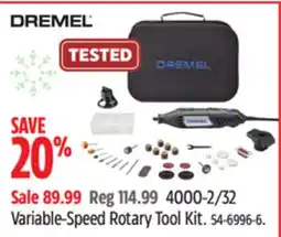 Canadian Tire DREMEL 4000-2/32 Variable-Speed Rotary Tool Kit offer
