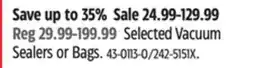 Canadian Tire Selected Vacuum Sealers or Bags offer