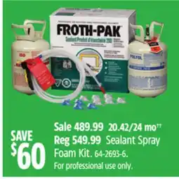 Canadian Tire Froth Pak Sealant Spray Foam Kit offer