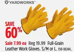 Canadian Tire YARDWORKS Full-Grain Leather Work Gloves offer