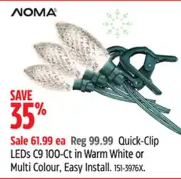 Canadian Tire NOMA Quick-Clip LEDs C9 100-Ct in Warm White or Multi Colour, Easy Install offer