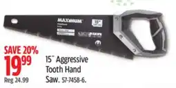 Canadian Tire MAXIMUM 15˝ Aggressive Tooth Hand Saw offer