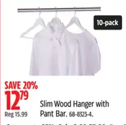 Canadian Tire Slim Wood Hanger with Pant Bar offer