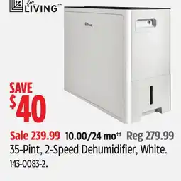 Canadian Tire For Living 35-Pint, 2-Speed Dehumidifier offer