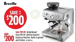 Canadian Tire Breville Barista Express Espresso Machine. Built-in grinder and frother offer