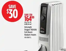 Canadian Tire DeLonghi Dragon TRD506 Full-Room Radiant Heater offer