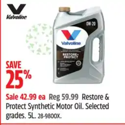 Canadian Tire Valvoline Restore & Protect Synthetic Motor Oil offer