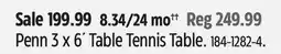 Canadian Tire Penn 3 x 6´ Table Tennis Table offer