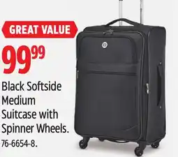 Canadian Tire Black Softside Medium Suitcase with Spinner Wheels offer