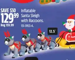Canadian Tire Inflatable Santa Sleigh with Raccoons offer