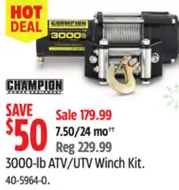 Canadian Tire Champion 3000-lb ATV/UTV Winch Kit offer