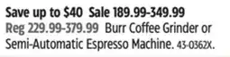Canadian Tire Kitchen Aid Burr Coffee Grinder or Semi-Automatic Espresso Machine offer
