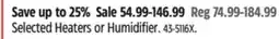 Canadian Tire NOMA Selected Heaters or Humidifier offer