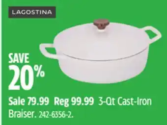 Canadian Tire Lagostina 3-Qt Cast-Iron Braiser offer
