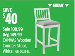 Canadian Tire CANVAS Wooden Counter Stool, White offer