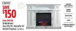 Canadian Tire CANVAS Marseille 54˝ Mantel Fireplace offer