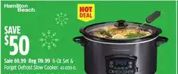 Canadian Tire Hamilton Beach 6-Qt Set & Forget Defrost Slow Cooker offer