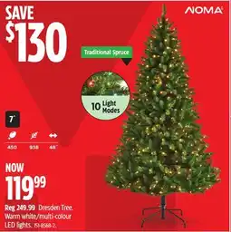 Canadian Tire NOMA Dresden Tree. Warm white/multi-colour LED lights offer
