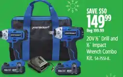 Canadian Tire Mastercraft 20V 1⁄2˝ Drill and 1⁄2˝ Impact Wrench Combo Kit offer