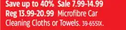 Canadian Tire SIMONIZ Microfibre Car Cleaning Cloths or Towels offer