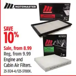 Canadian Tire MOTOMASTER Engine and Cabin Air Filters offer