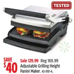 Canadian Tire Breville Adjustable Grilling Height Panini Maker offer