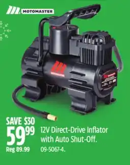 Canadian Tire MotoMaster 12V Direct-Drive Inflator with Auto Shut-Off offer