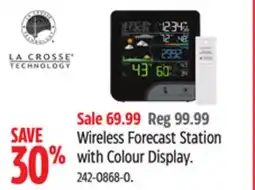 Canadian Tire La Crosse Wireless Forecast Station with Colour Display offer