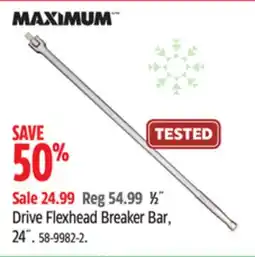 Canadian Tire MAXIMUM 1⁄2˝ Drive Flexhead Breaker Bar offer