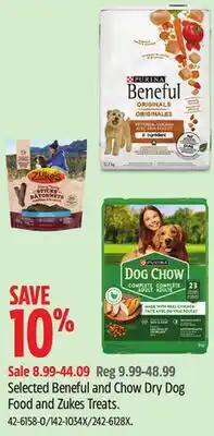 Canadian Tire Purina Selected Beneful and Chow Dry Dog Food and Zukes Treats offer