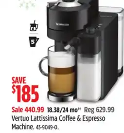 Canadian Tire Vertuo Lattissima Coffee & Espresso Machine offer